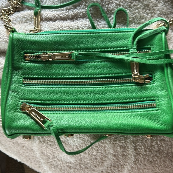 Rebecca Minkoff Green, 3 Zip Pocket, Crossbody Bag. - Picture 2 of 8